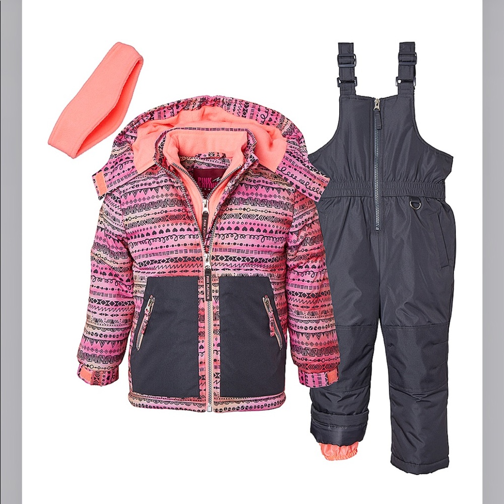Girls snow suit set jacket with bibs size 7/8